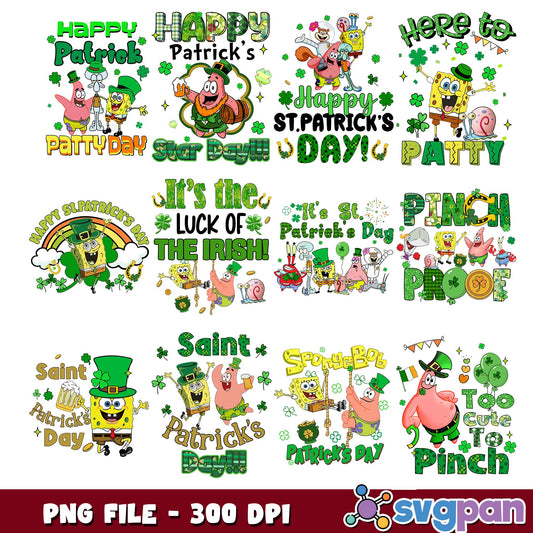 Sponge bob patricks day png bundle