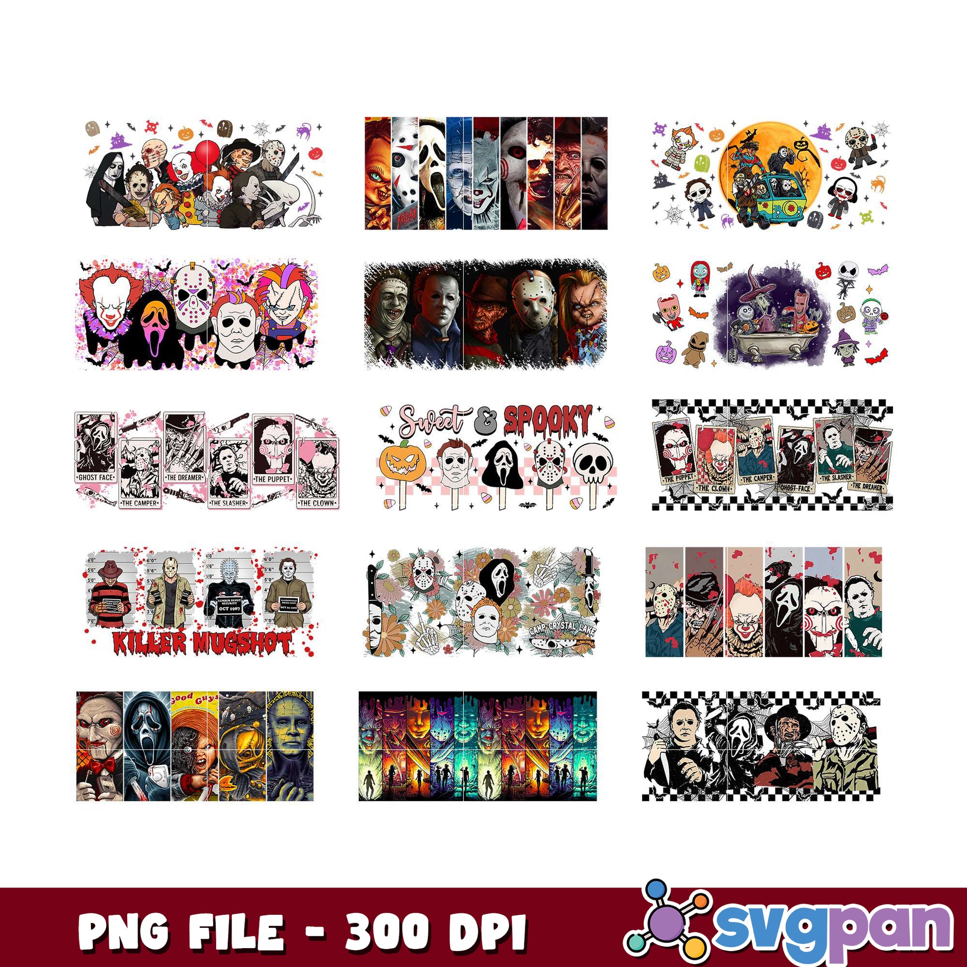 Spooky Horror Character PNG Bundle 300 DPI Download