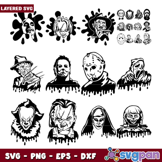 Spooky Horror Movie Character Bundle SVG Designs