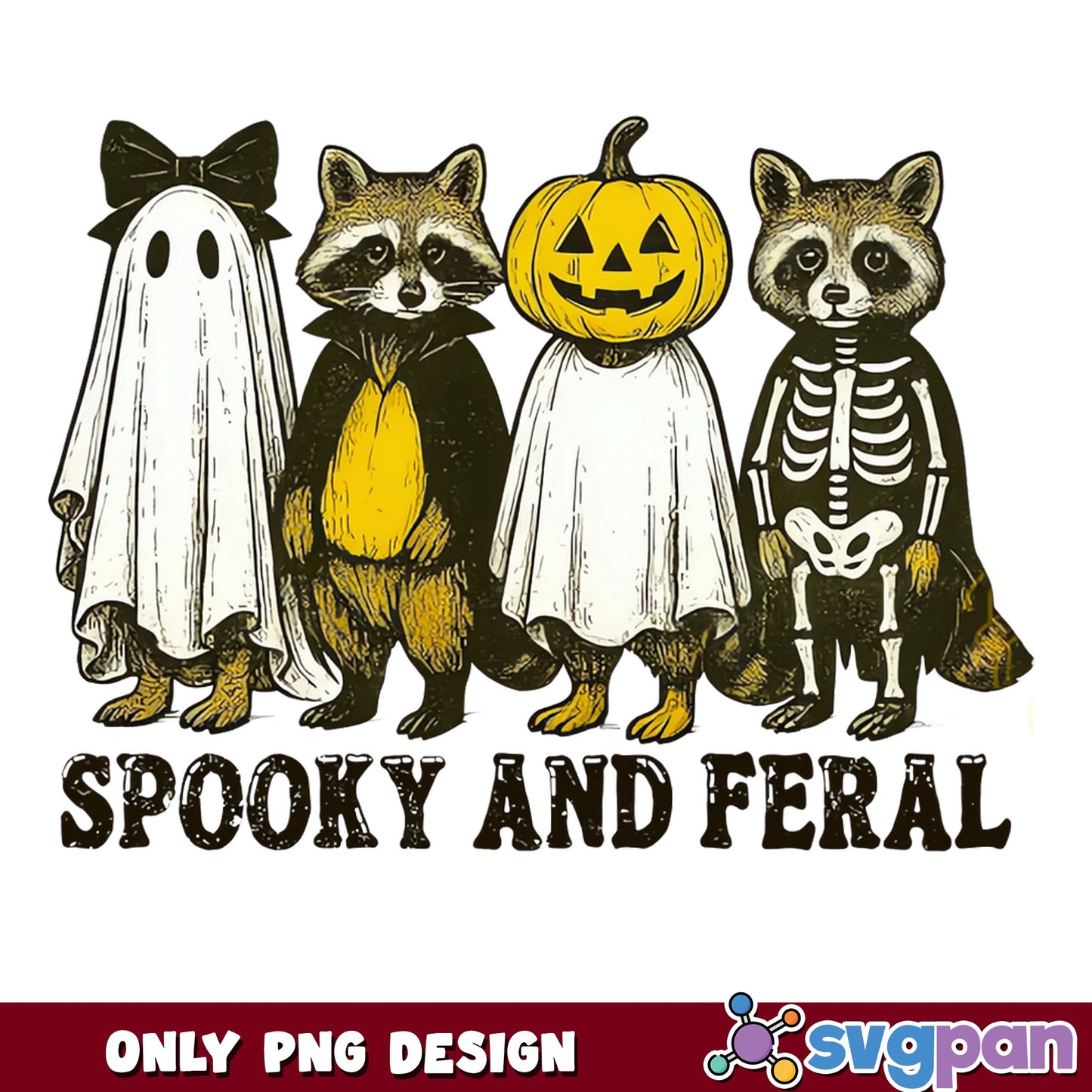 Spooky And Feral Raccoon PNG, Halloween Ghost PNG, Funny Halloween PNG