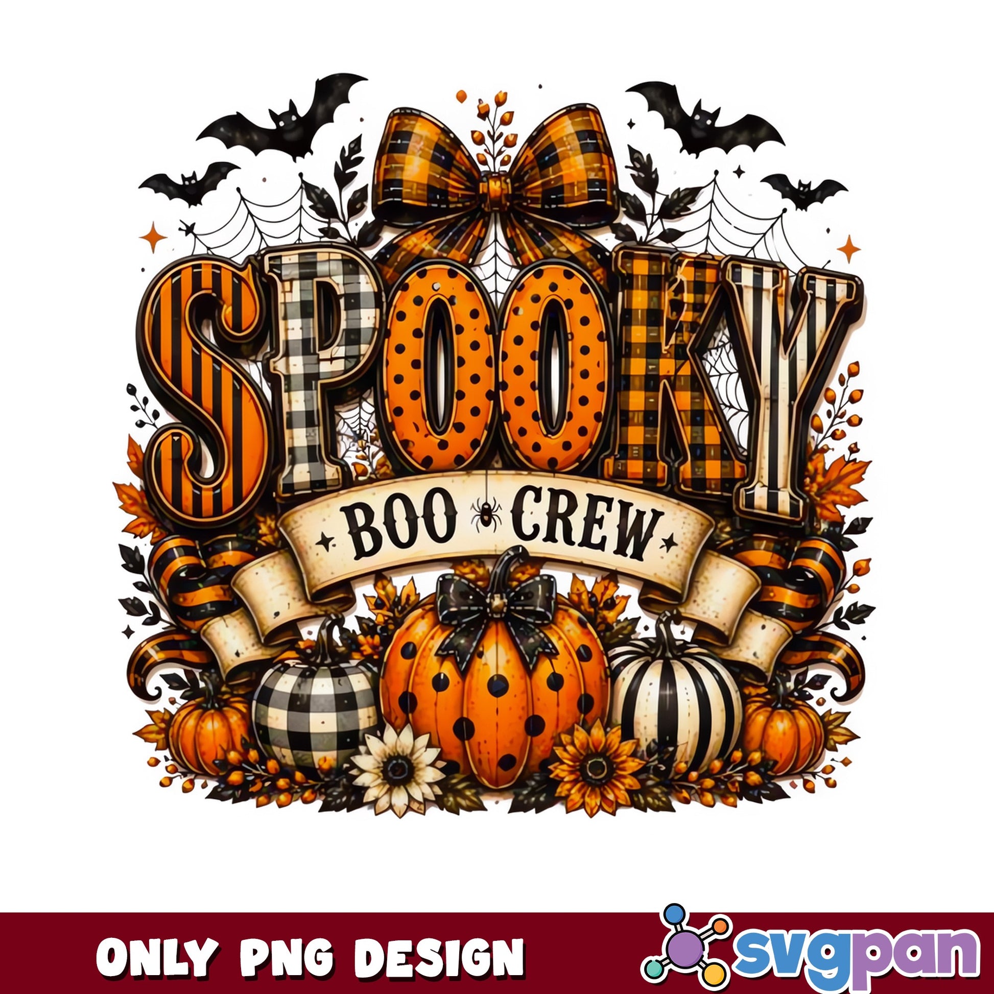 Spooky Boo Crew Halloween PNG, Pumpkin Halloween PNG, Fall PNG