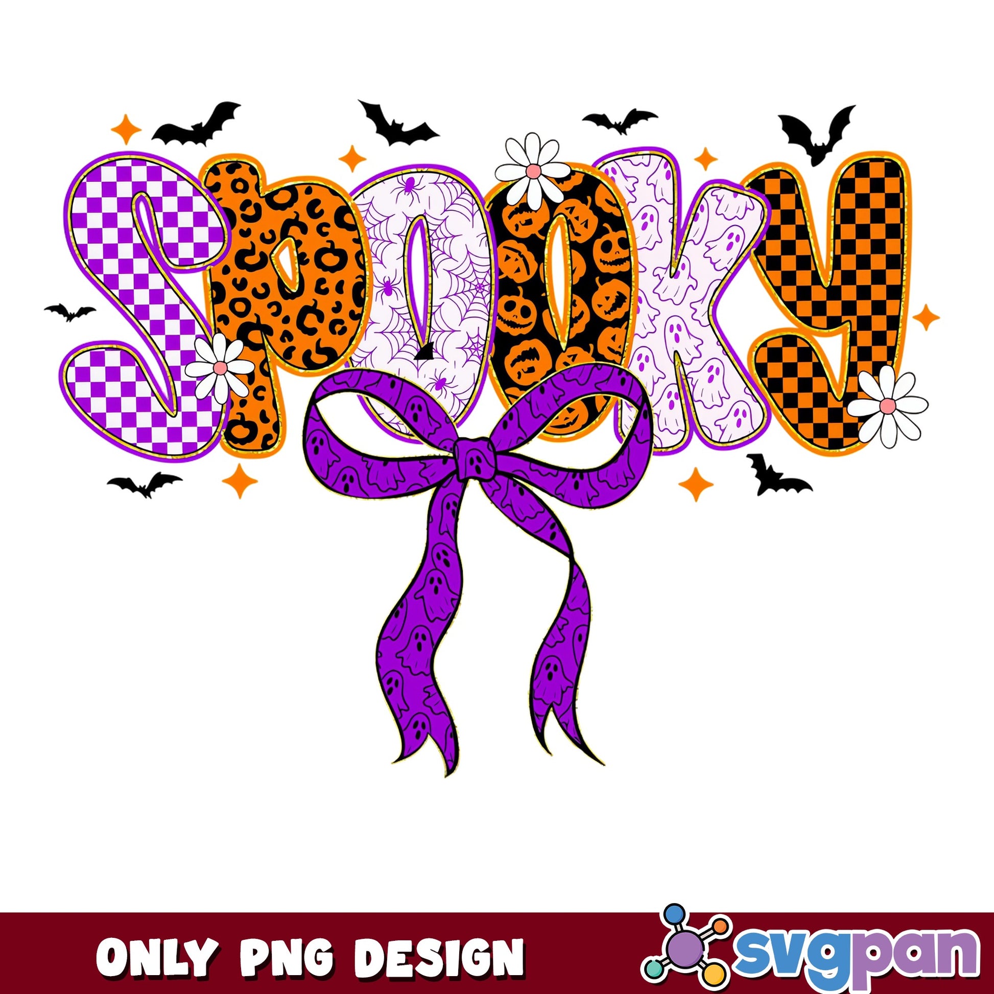 Spooky Coquette Bow Halloween PNG, Retro Halloween PNG, Ghost Bat PNG