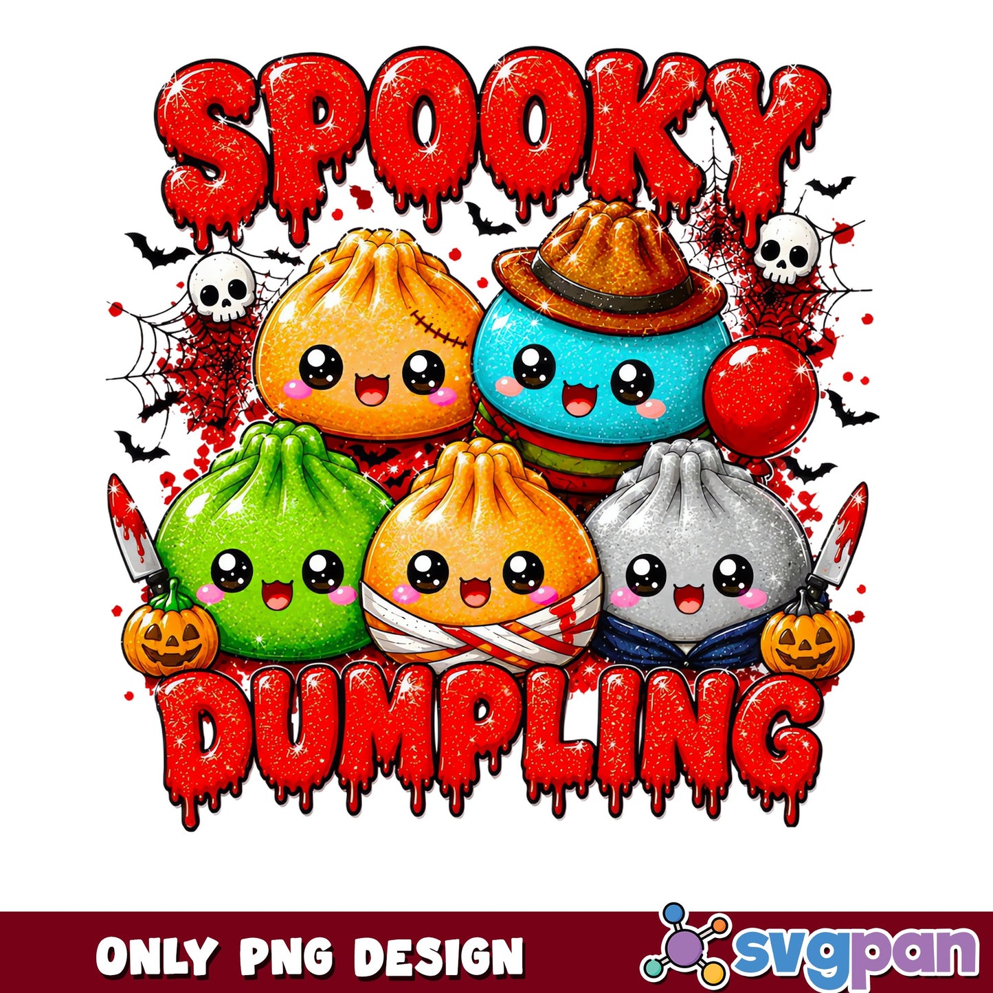 Spooky Dumpling Halloween PNG, Cute Dumpling PNG, Halloween PNG