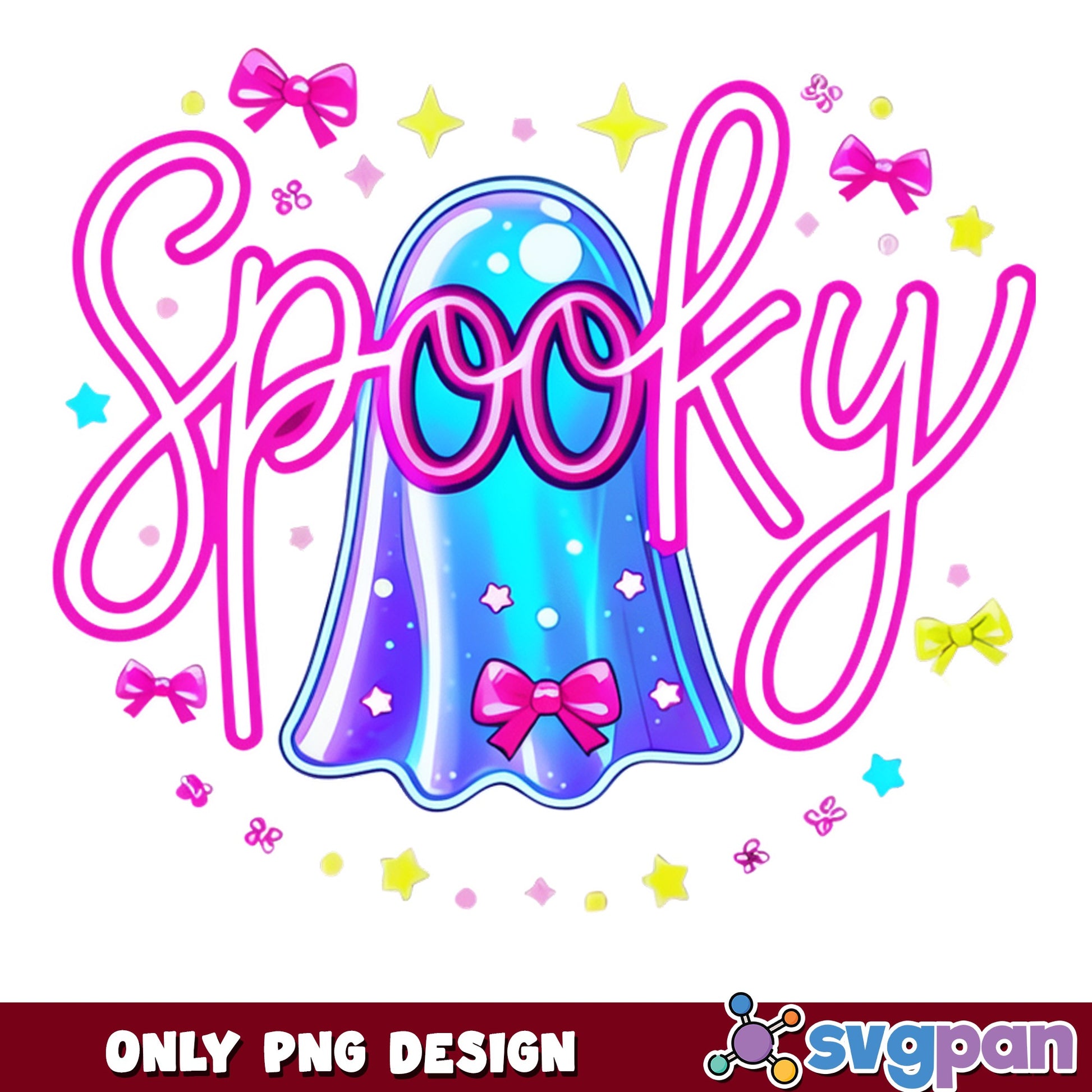 Spooky Ghost Coquette PNG, Halloween Ghost PNG, Bow Ghost PNG