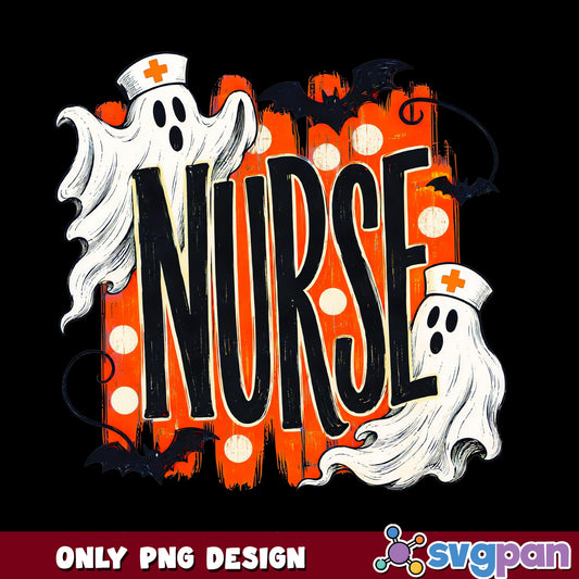 Spooky Ghost Nurse PNG, Halloween Nurse Design, Boo Nurse PNG