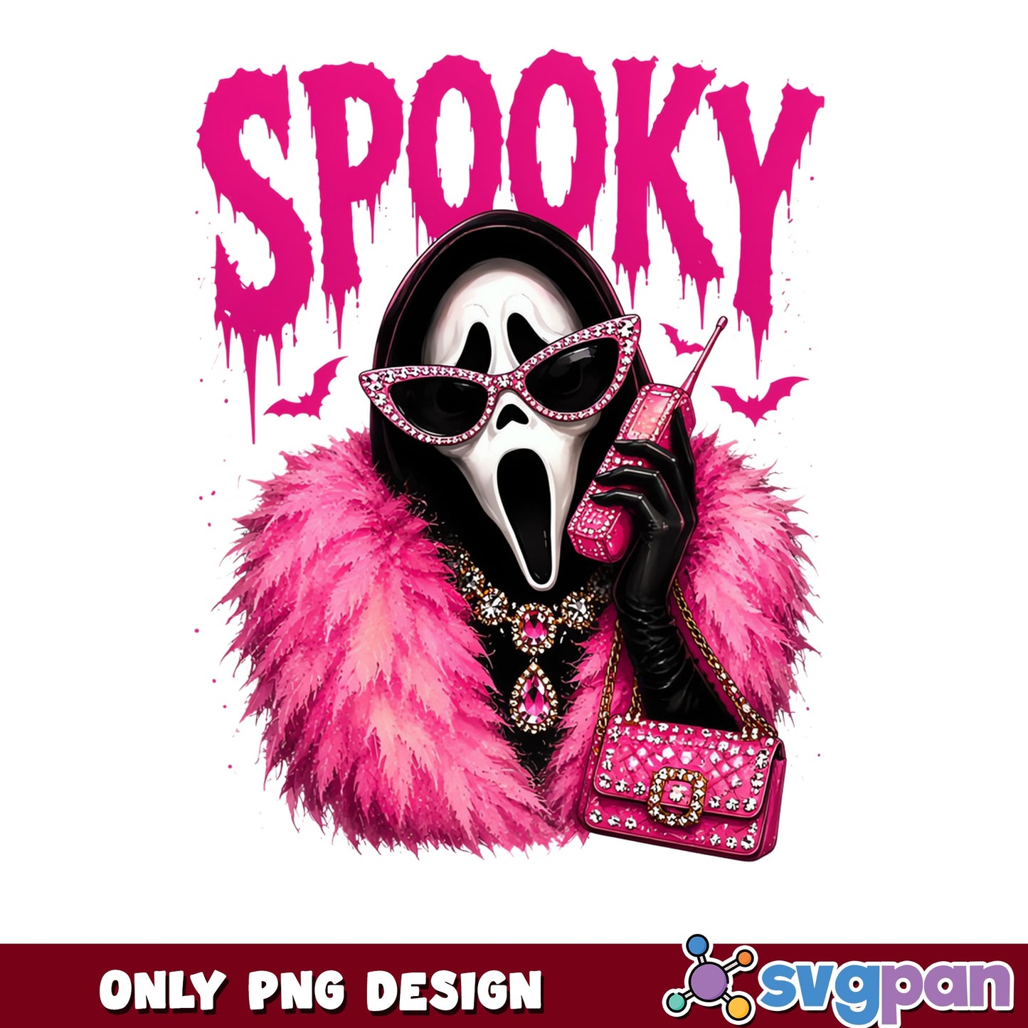 Spooky Ghostface Pink Halloween PNG, Scream Horror PNG, Halloween PNG