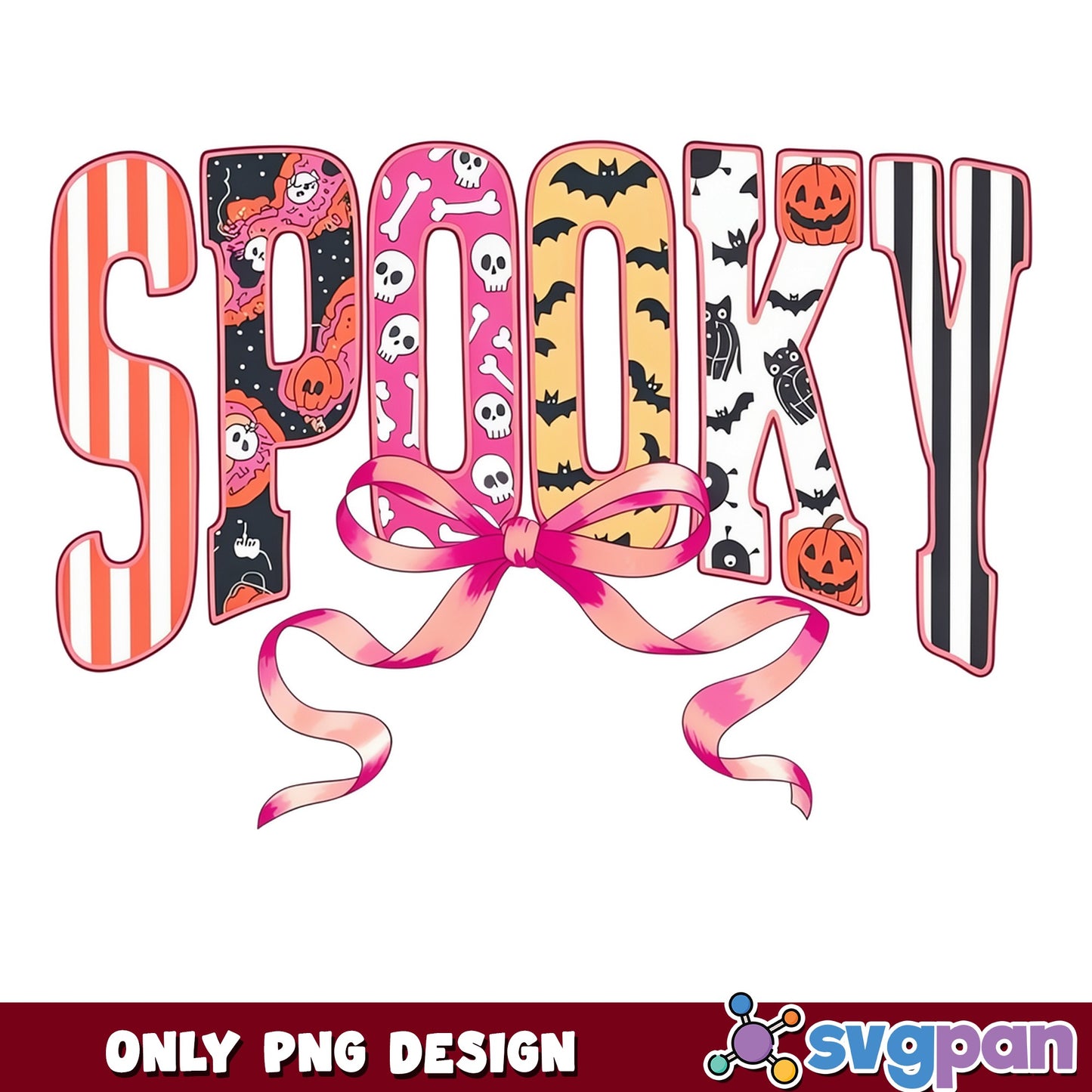 Spooky Halloween PNG, Coquette Bow Halloween PNG, Spooky Season PNG