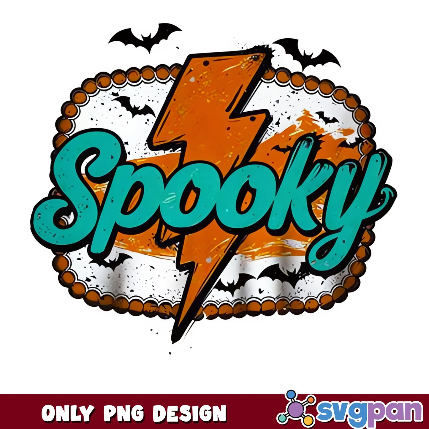 Spooky Lightning Bolt Halloween PNG, Spooky Vibes PNG, Halloween Bat PNG