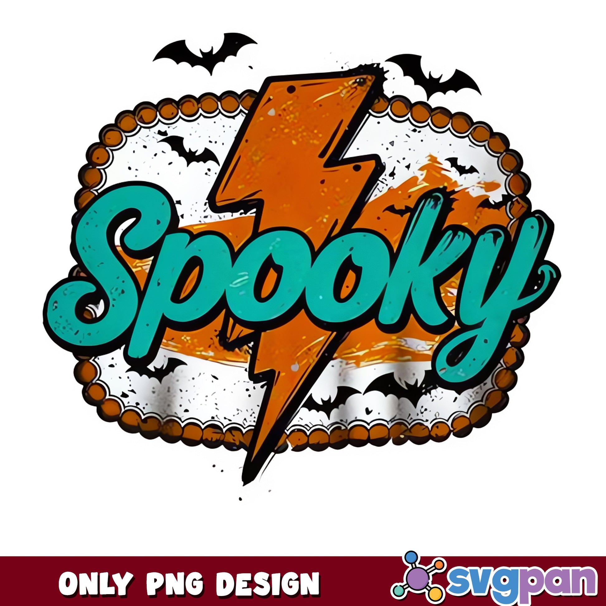Spooky Lightning Bolt Halloween PNG, Spooky Vibes PNG, Halloween Bat PNG