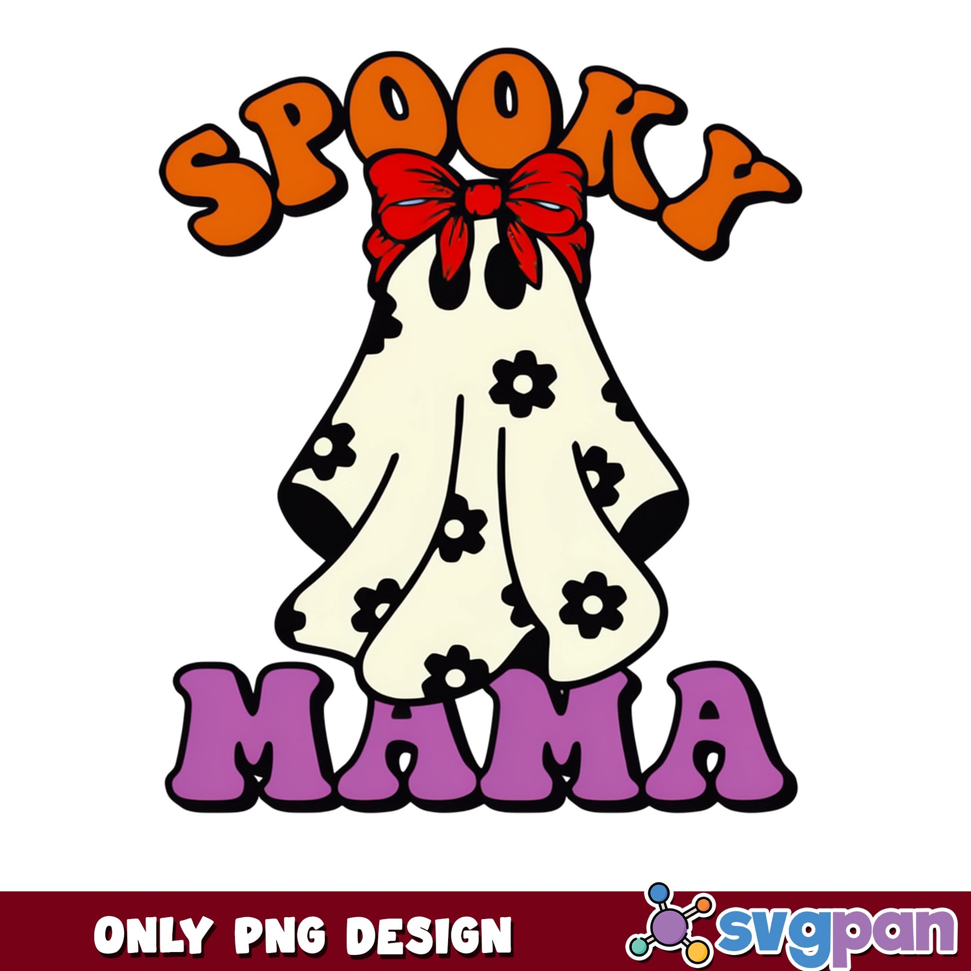 Spooky Mama Ghost PNG, Halloween Mama PNG, Floral Ghost PNG