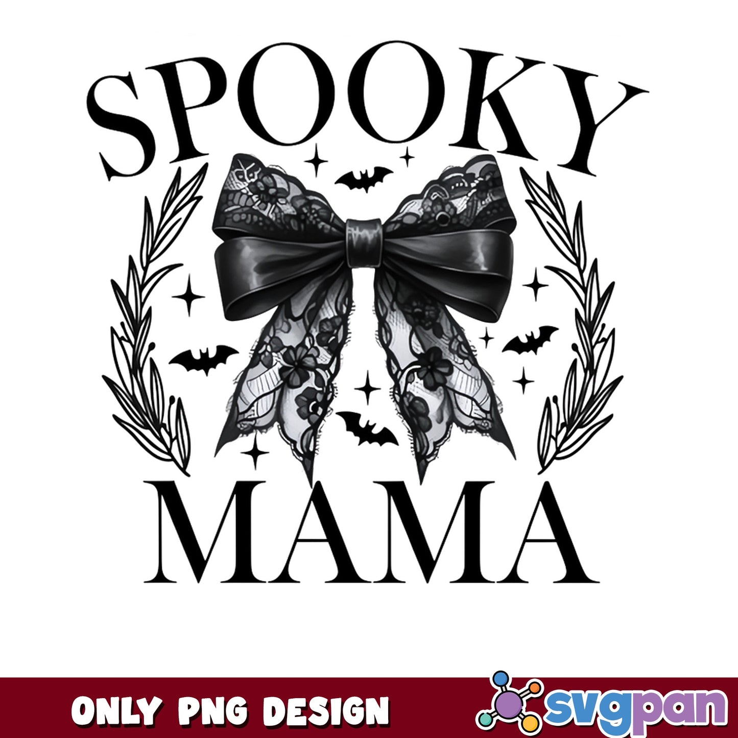 Spooky Mama PNG, Halloween Bow Mama PNG, Coquette Halloween PNG
