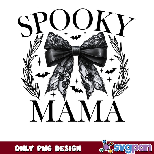 Spooky Mama PNG, Halloween Bow Mama PNG, Coquette Halloween PNG