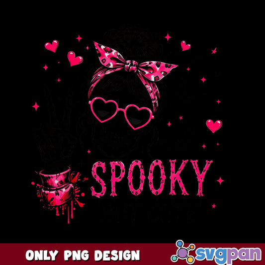 Spooky Messy Bun PNG, Pink Halloween PNG, Spooky Season PNG