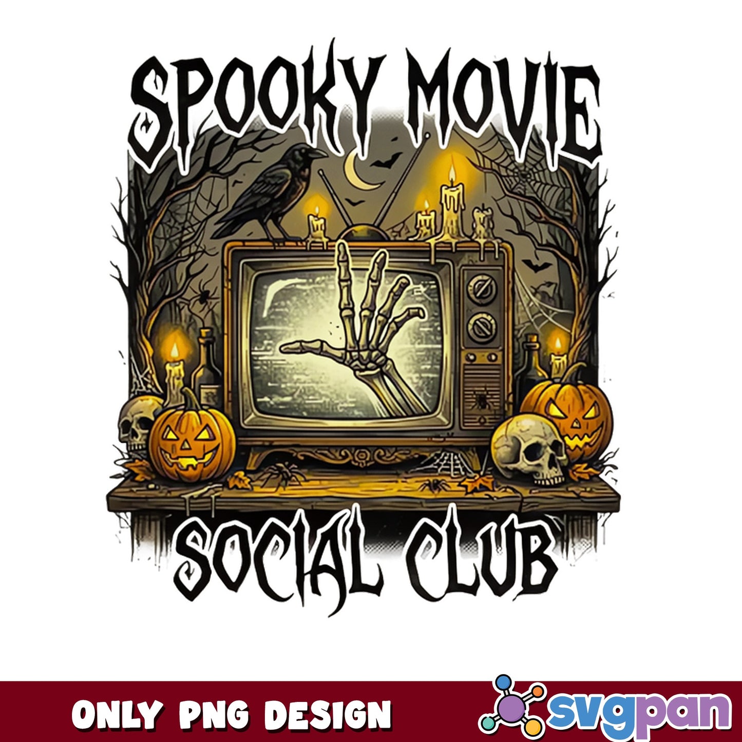 Spooky Movie Social Club PNG, Halloween PNG, Horror PNG