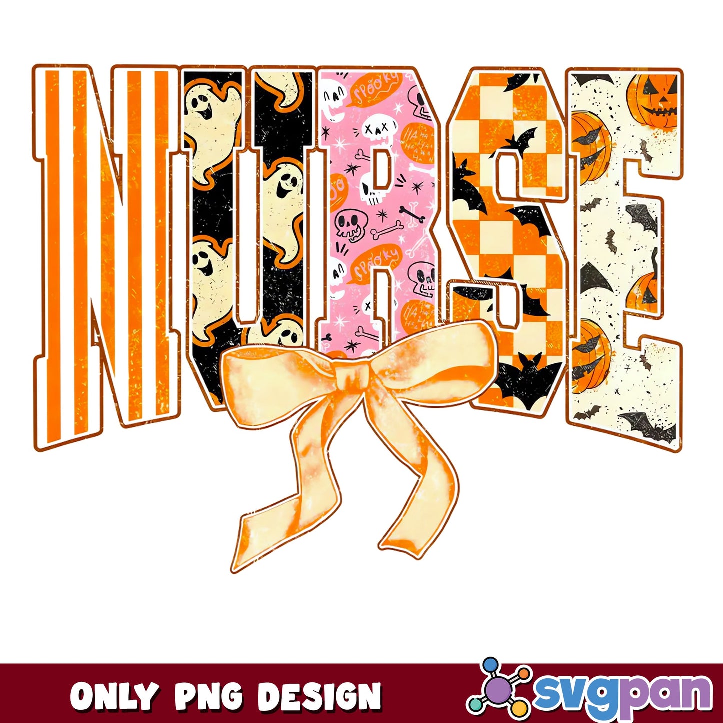 Spooky Nurse Halloween PNG, Nurse Bow Halloween Design, Nurse PNG