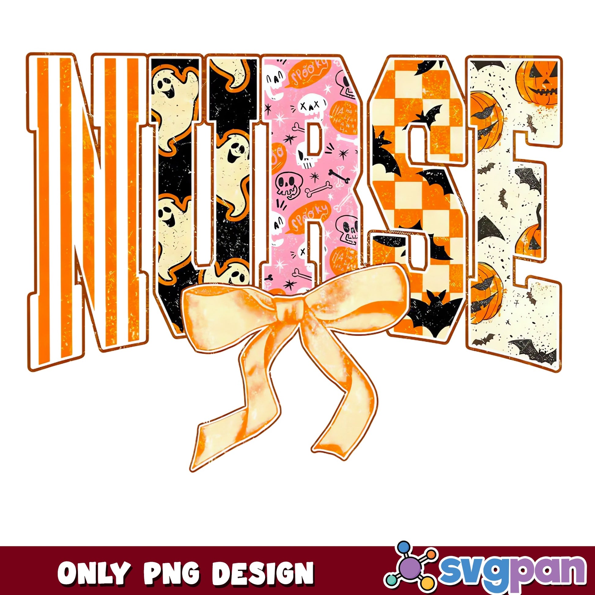 Spooky Nurse Halloween PNG, Nurse Bow Halloween Design, Nurse PNG