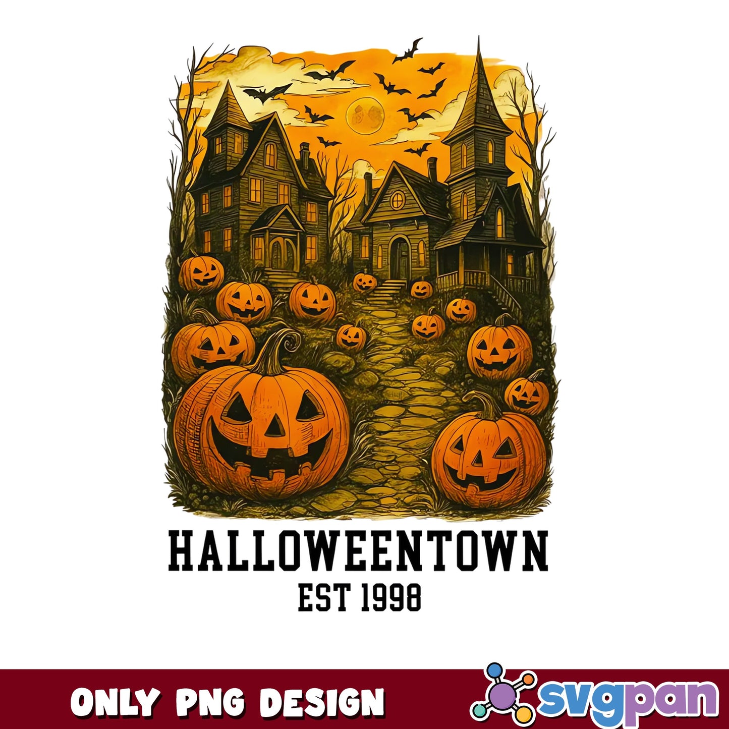Spooky Pumpkin Halloweentown 1998 PNG, Halloween Town PNG, Retro PNG