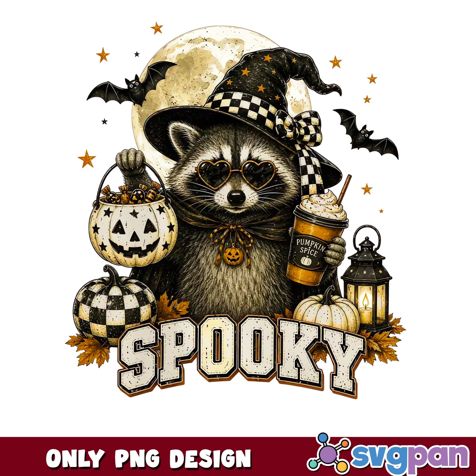 Spooky Raccoon Halloween PNG, Witch Raccoon PNG, Halloween PNG