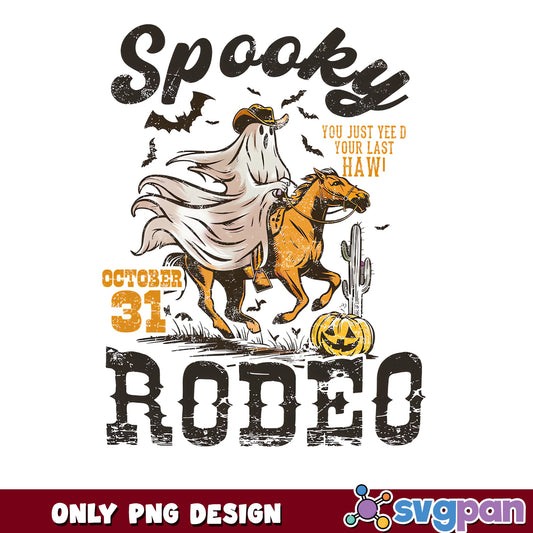 Spooky Rodeo Halloween PNG, Ghost Cowboy Western PNG, Retro PNG
