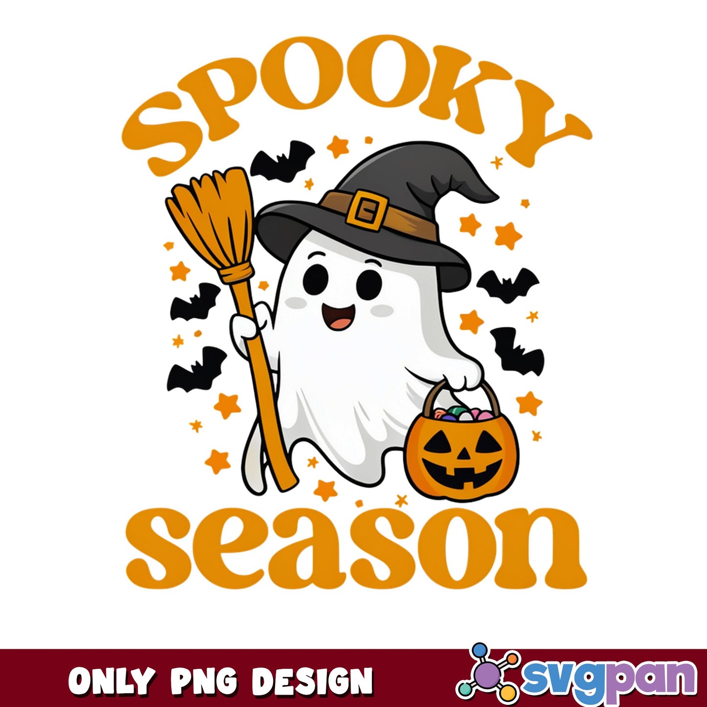 Spooky Season Ghost Halloween PNG, Cute Ghost PNG, Halloween PNG