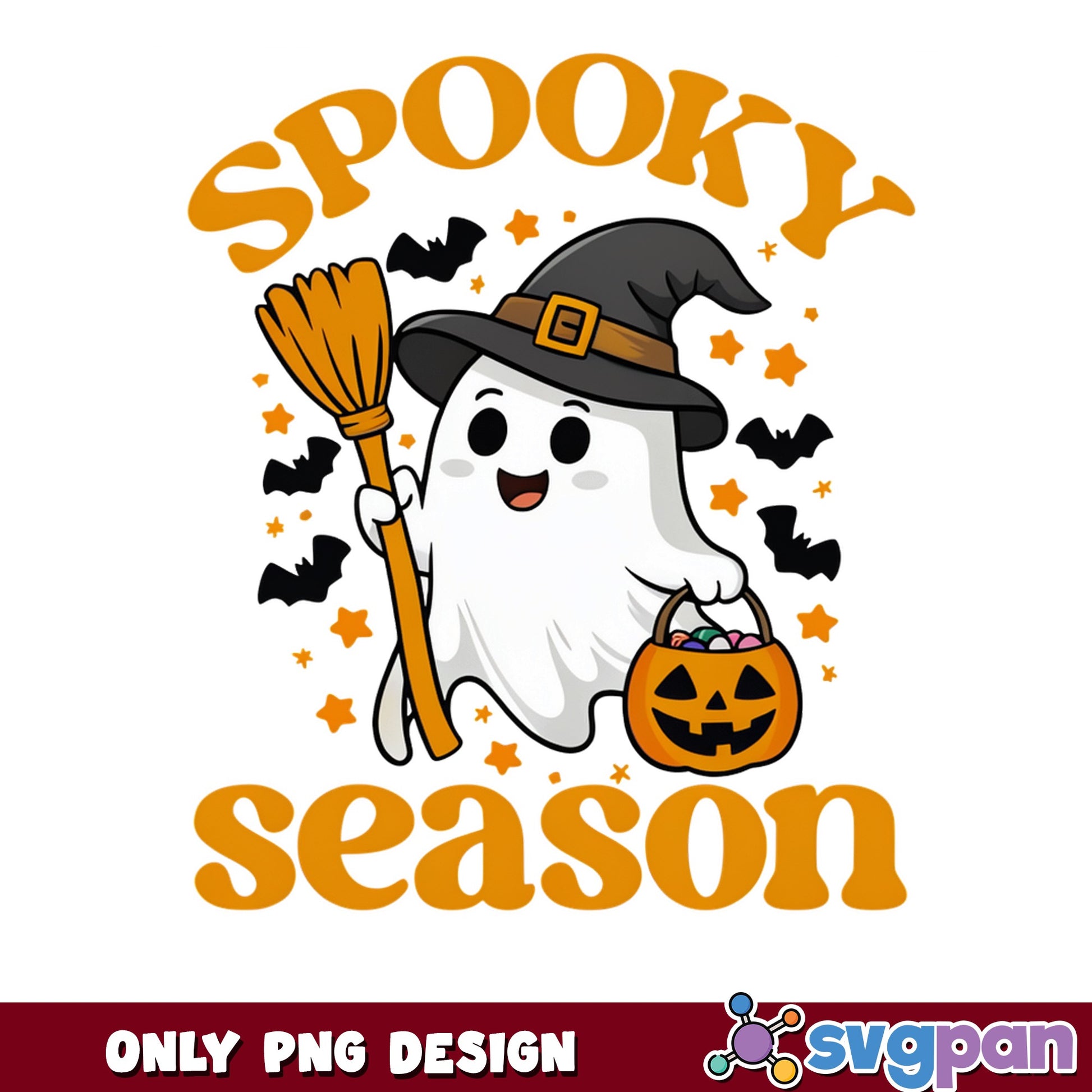 Spooky Season Ghost Halloween PNG, Cute Ghost PNG, Halloween PNG
