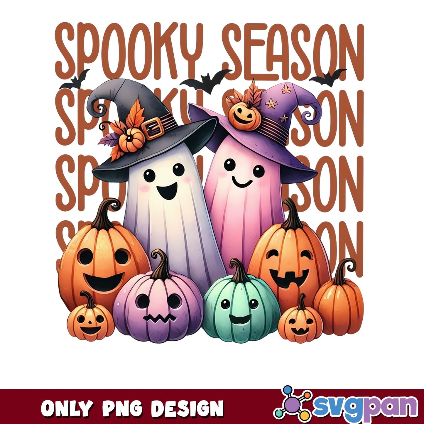 Spooky Season Ghost PNG, Halloween Ghost Pumpkin PNG, Cute Ghost PNG