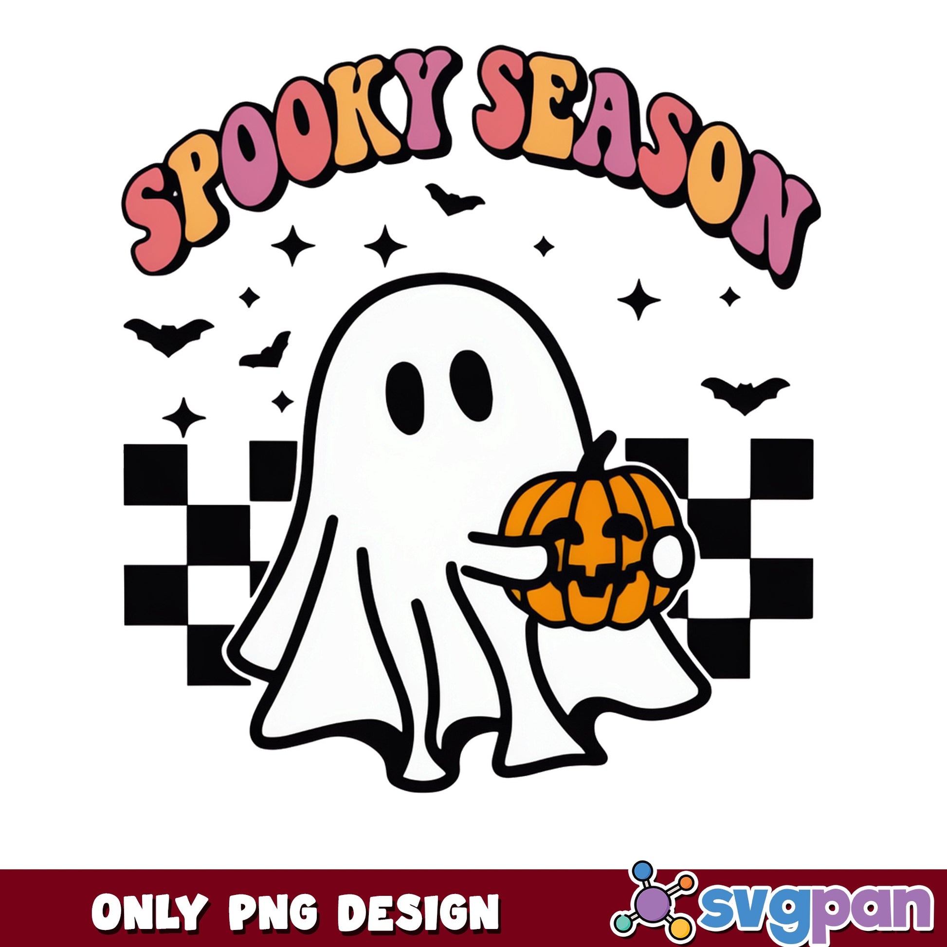 Spooky Season Ghost PNG, Halloween Ghost Pumpkin PNG, Retro Halloween PNG