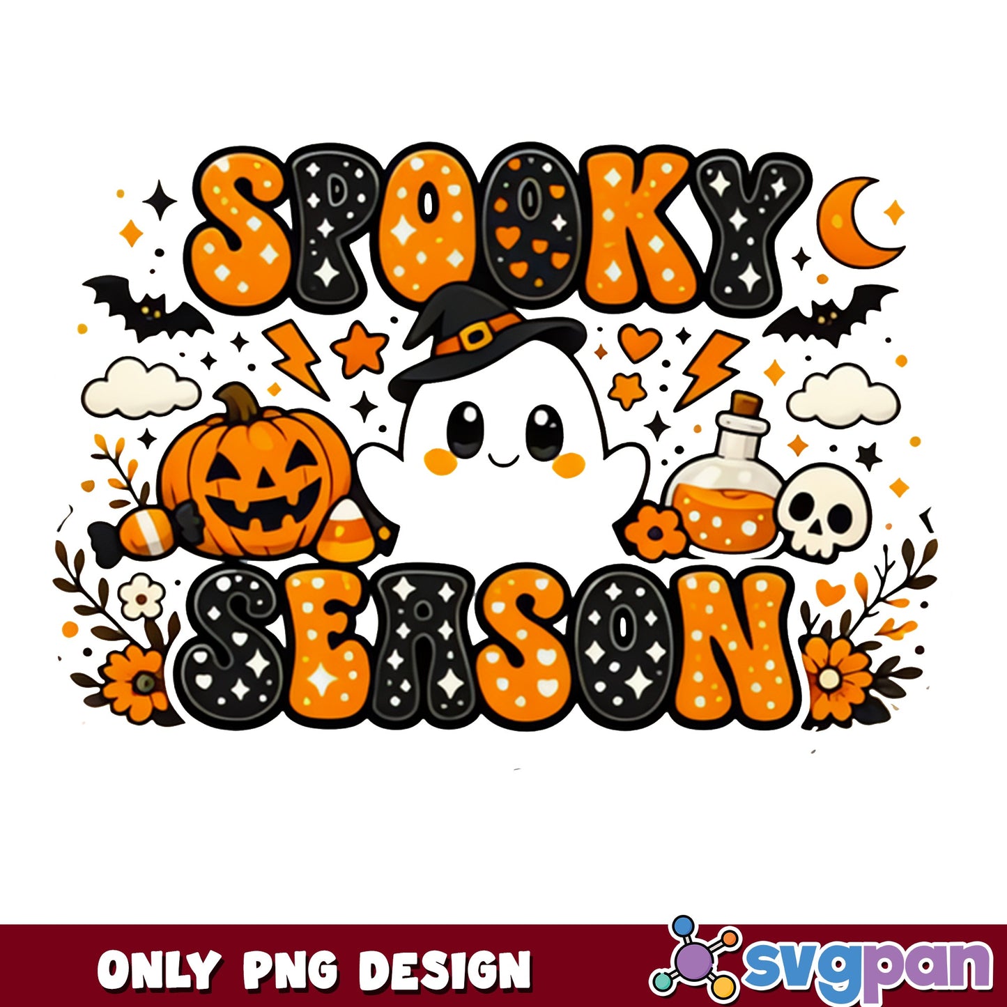 Spooky Season Halloween PNG, Cute Ghost PNG, Halloween PNG