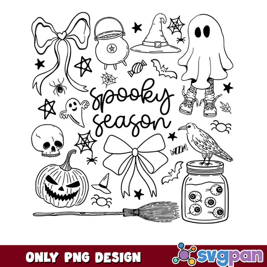 Spooky Season Halloween PNG, Halloween Clipart Bundle PNG, Ghost Pumpkin PNG