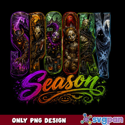 Spooky Season Halloween PNG, Horror Characters PNG, Halloween PNG