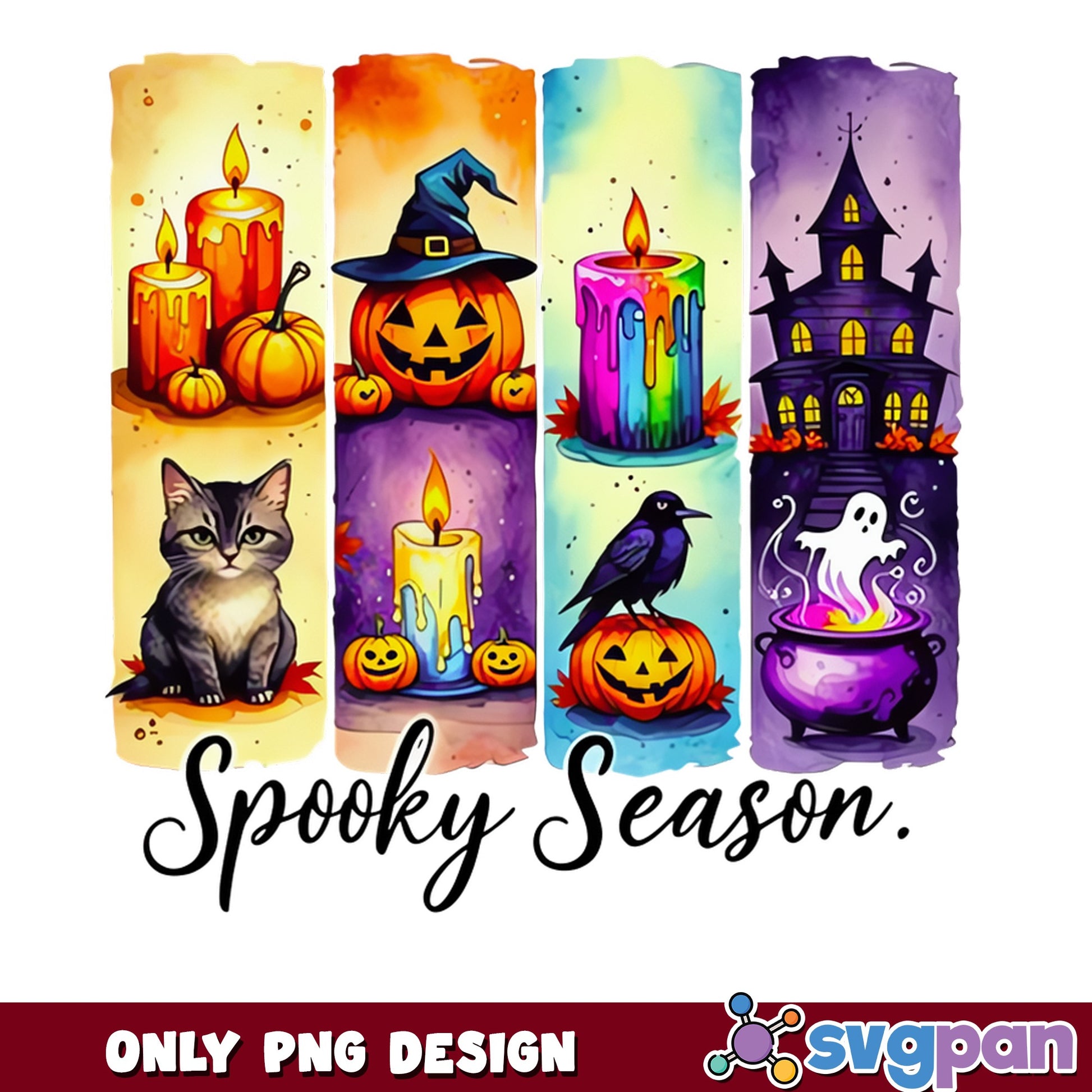Spooky Season Halloween PNG, Witch Pumpkin Ghost PNG, Halloween Clipart PNG