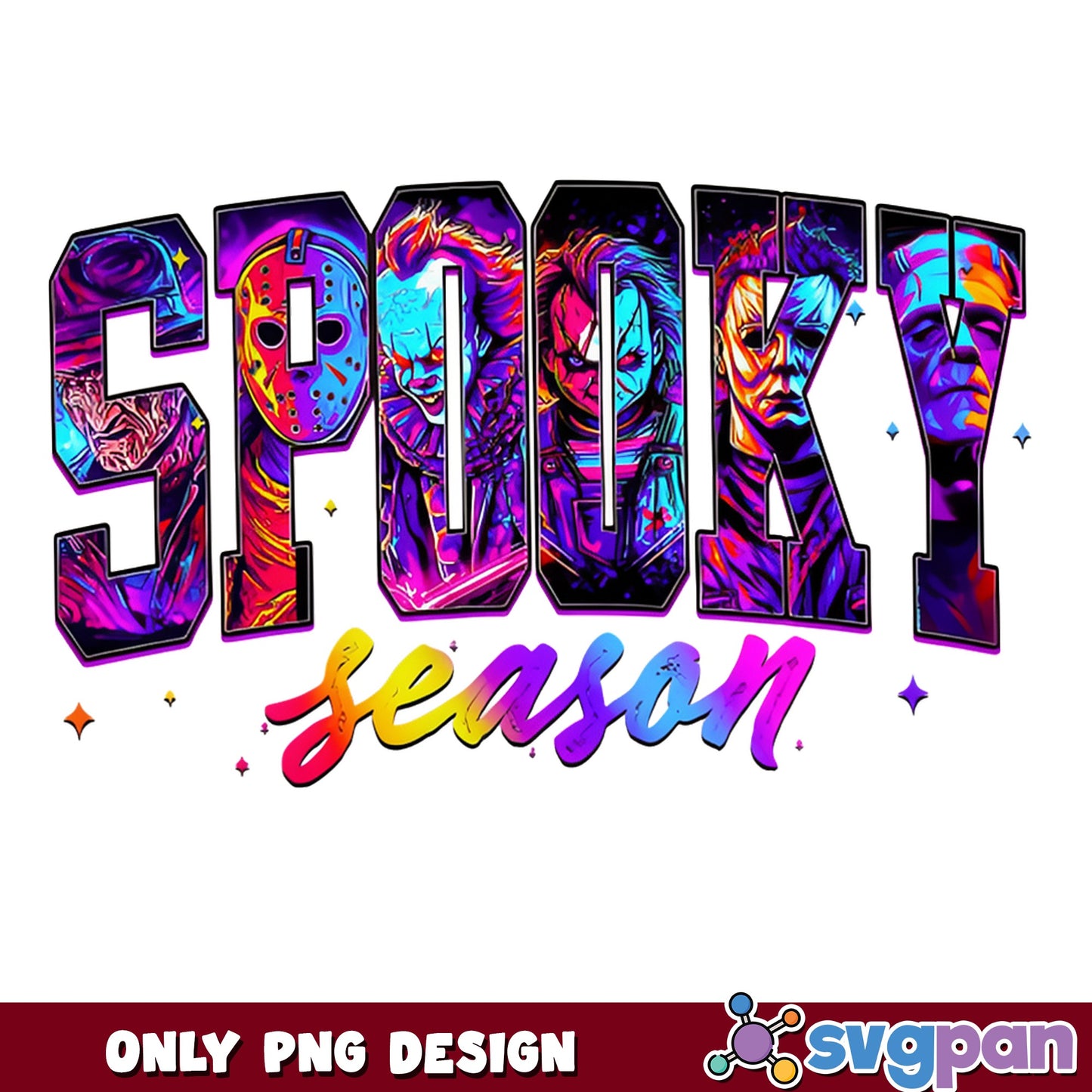 Spooky Season Horror Characters PNG, Halloween PNG, Horror Movie PNG