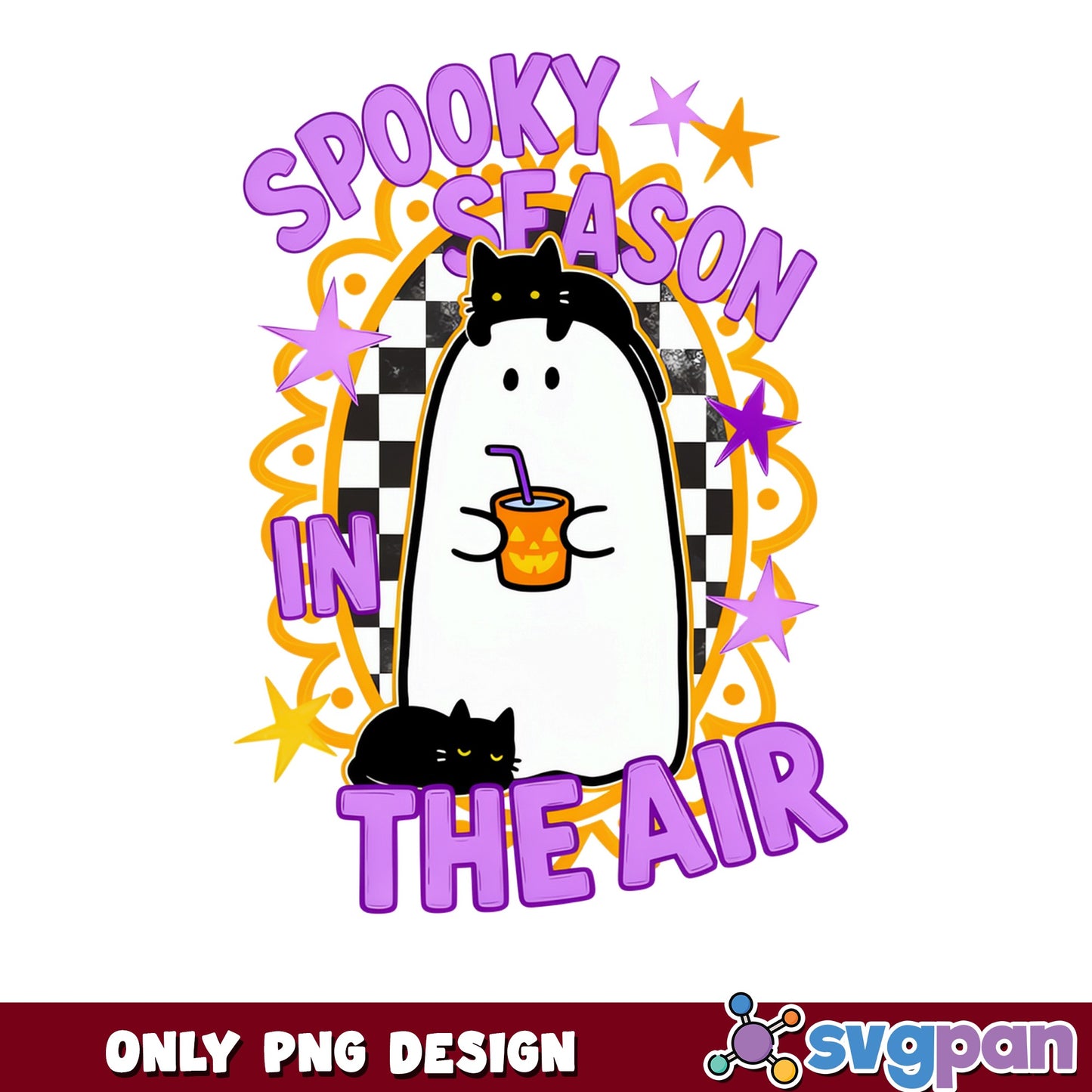 Spooky Season In The Air Ghost PNG, Halloween PNG, Black Cat PNG