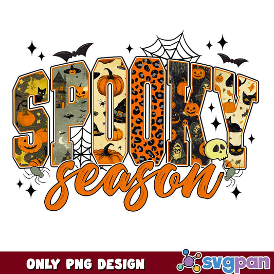 Spooky Season Leopard Halloween PNG, Skull Witch Pumpkin PNG, Halloween PNG