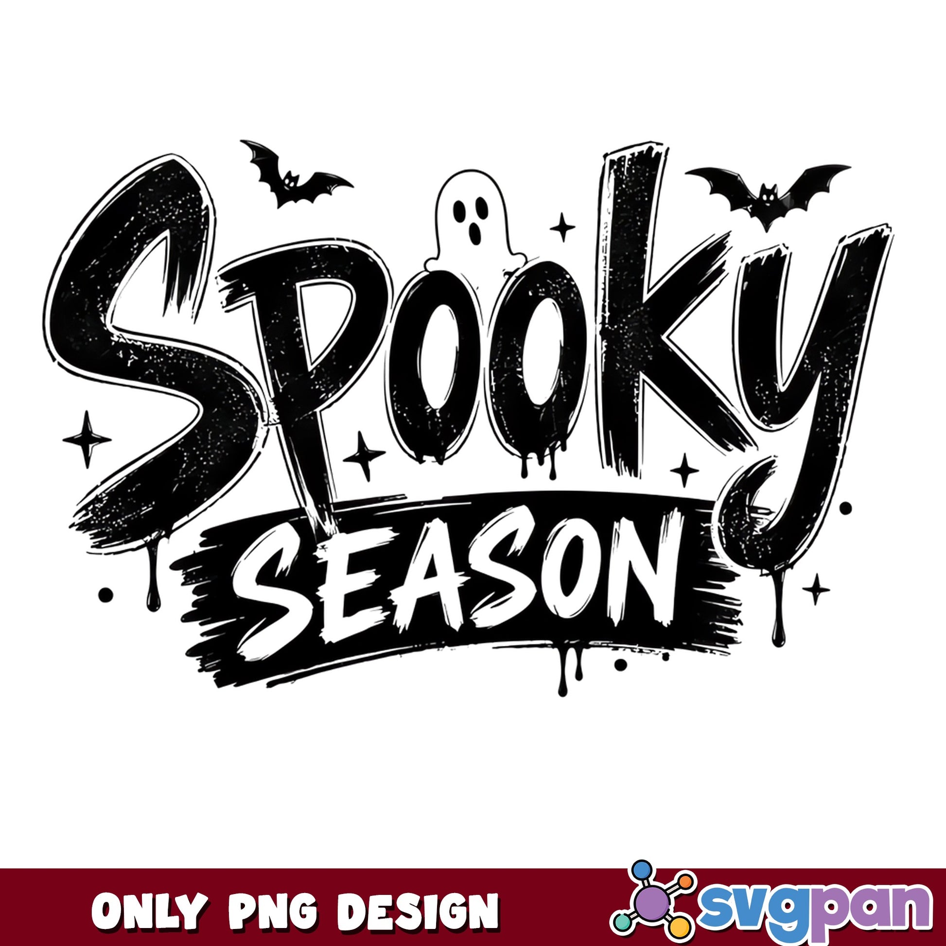Spooky Season PNG, Halloween Ghost Bat PNG, Halloween PNG