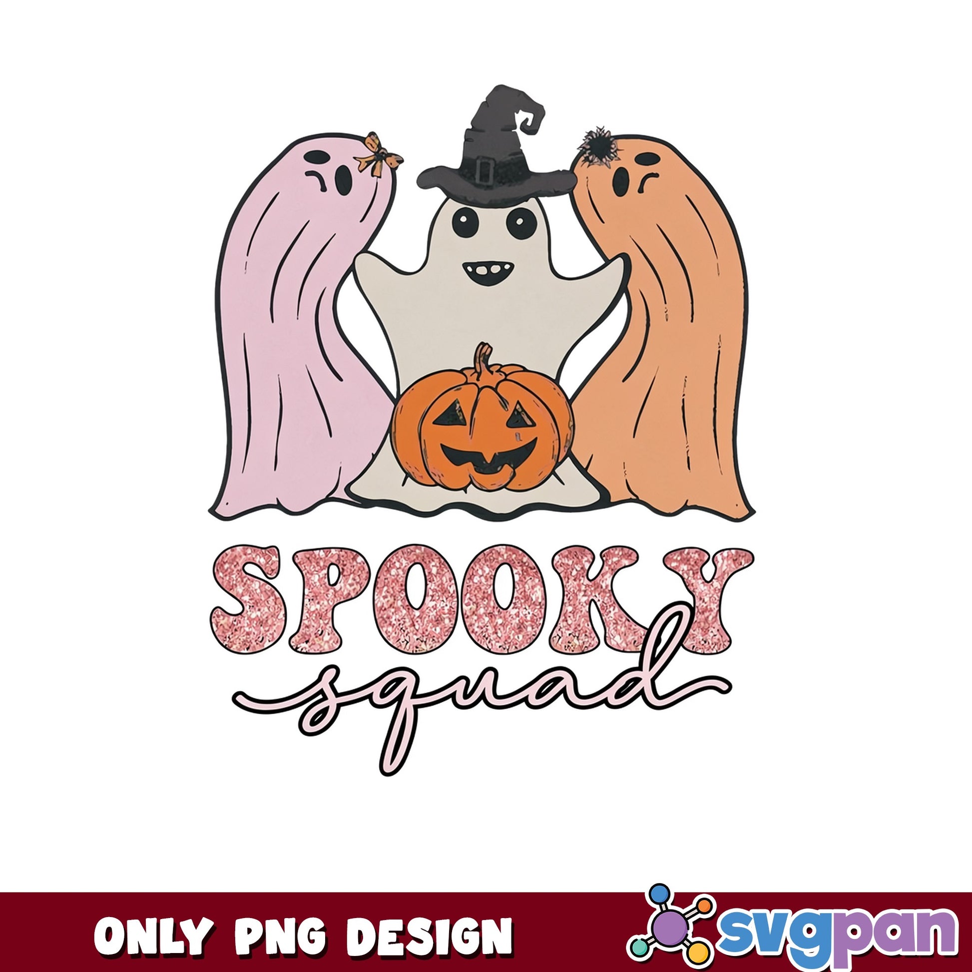 Spooky Squad Halloween PNG, Ghost Pumpkin PNG, Halloween PNG