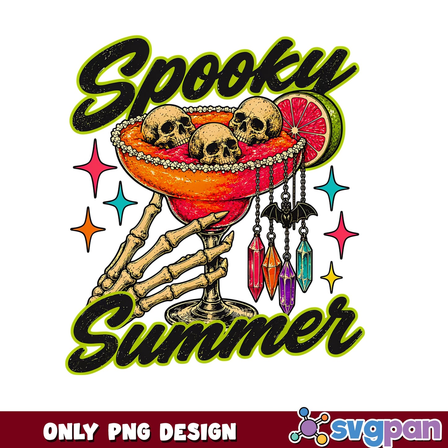 Spooky Summer Skeleton Margarita PNG, Skull Cocktail PNG, Halloween Summer PNG