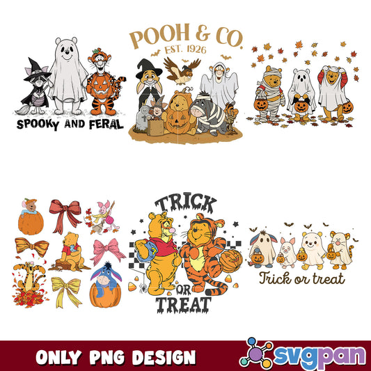 Spooky and feral winnie png bundle