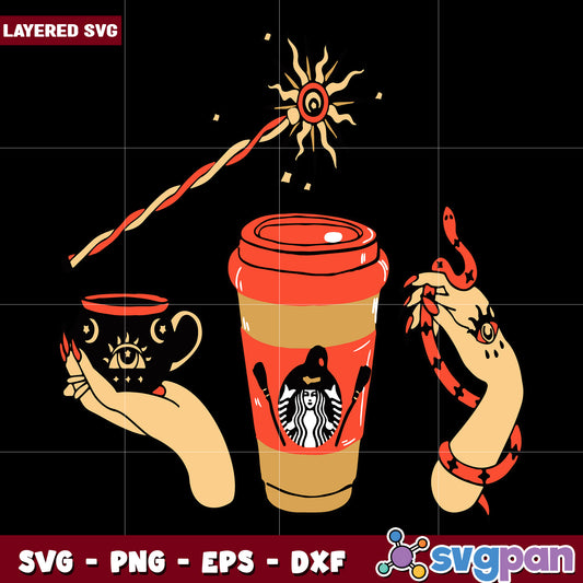 Spooky coffee witchy svg, scary halloween svg, spooky vibes svg