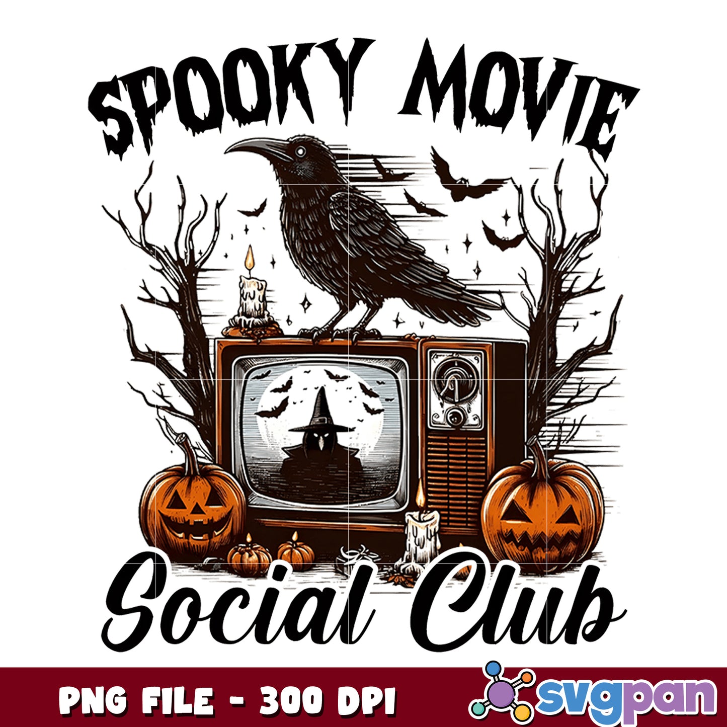 Spooky movie social club png, halloween movies​ png, halloween​ characters png