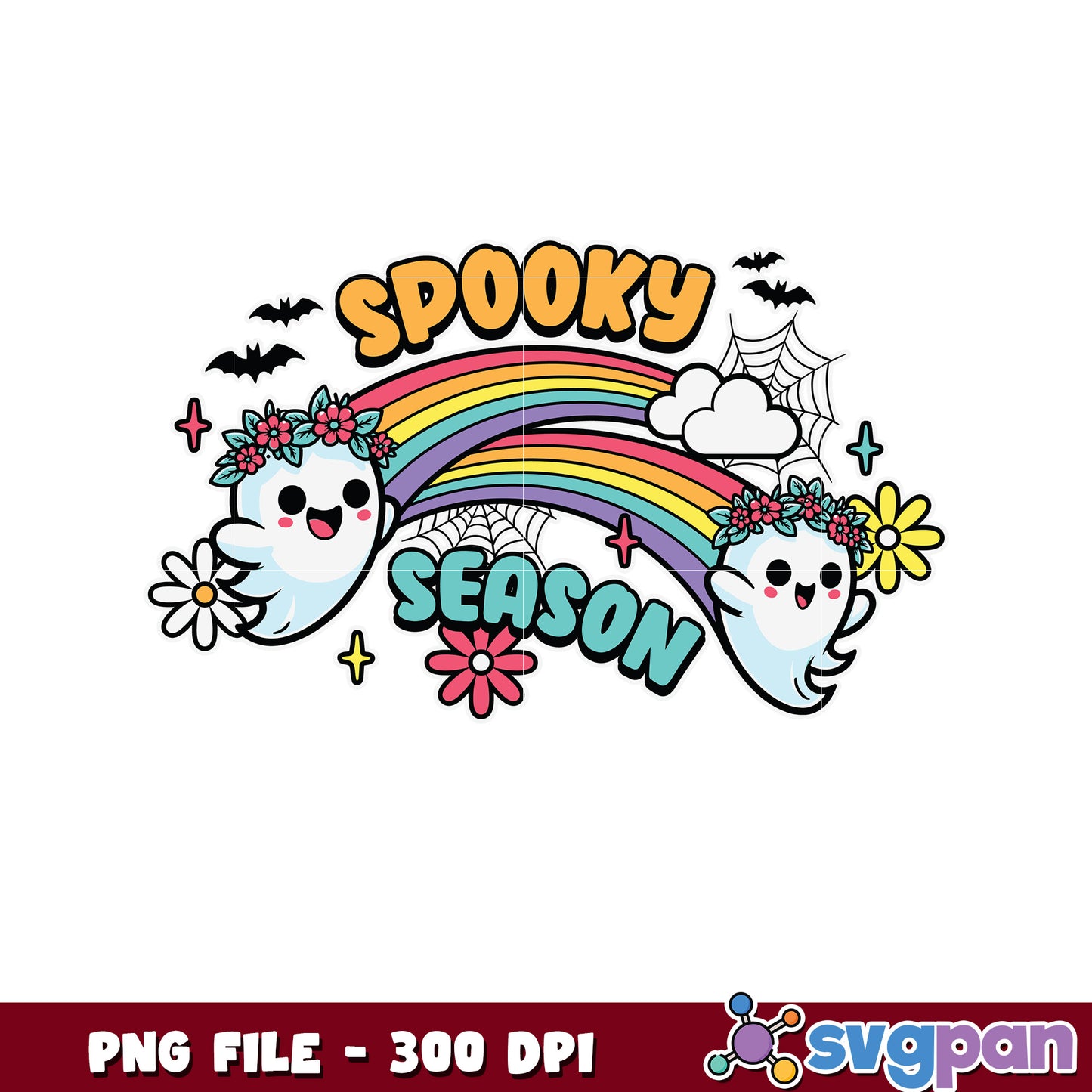 Spooky season cute design png, trick or treat png, spooky halloween png