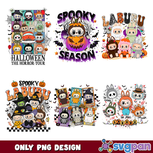 Spooky season labubu png bundle