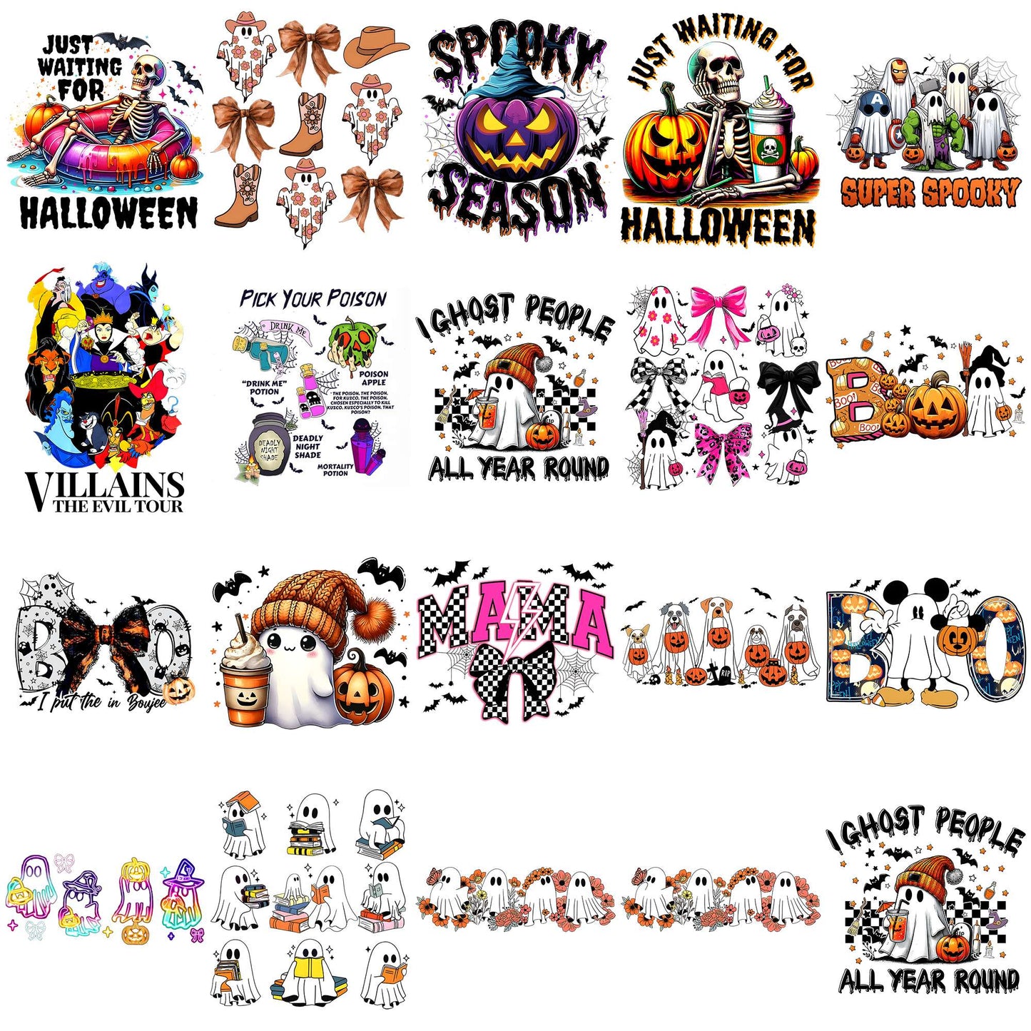 Spooky season png bundle, halloween costumes png, halloween candy png