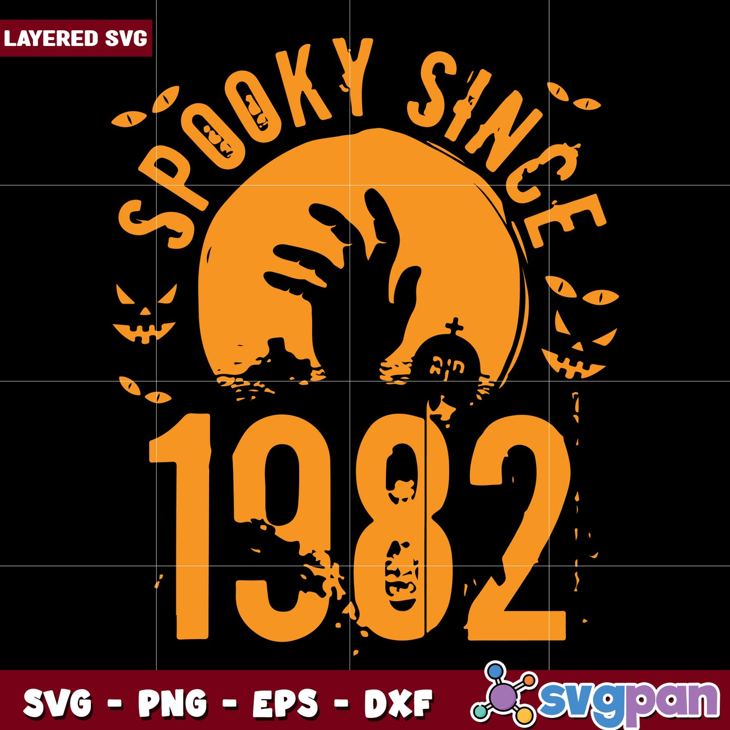 Spooky since 1982 svg, funny halloween svg, spooky characters svg