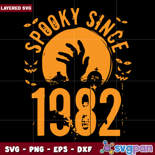 Spooky since 1982 svg, funny halloween svg, spooky characters svg
