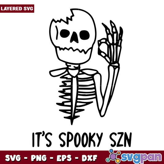 Spooky szn skeleton halloween svg, scary halloween svg, spooky vibes svg