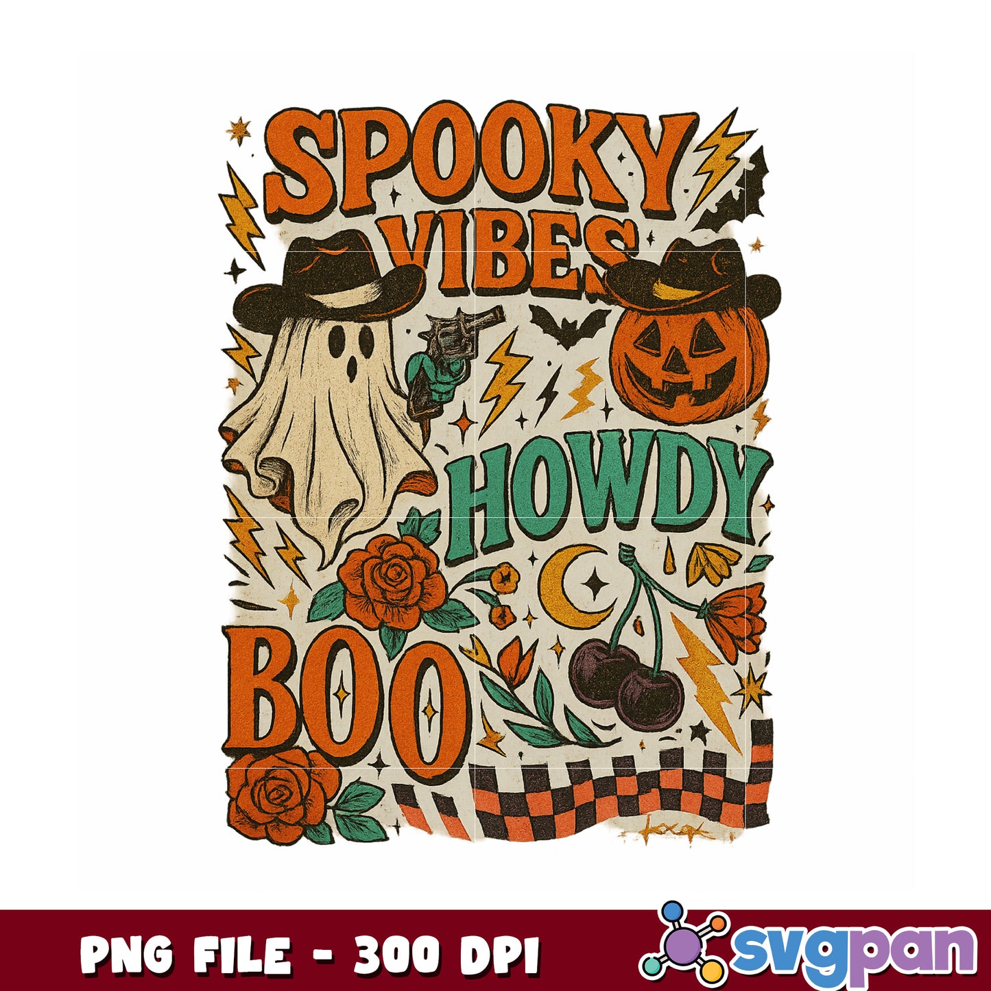 Spooky vibes howdy boo png, happy halloween​​ png, halloween​ toys png