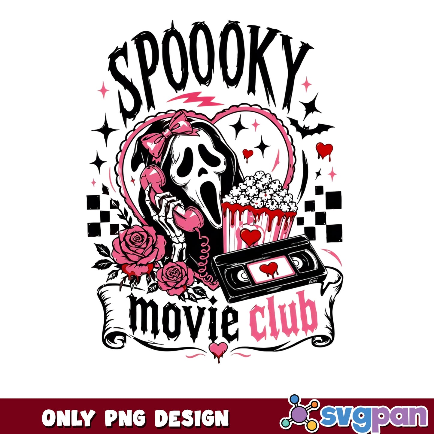 Spoooky Movie Club Ghostface PNG, Halloween Valentine PNG, Horror PNG