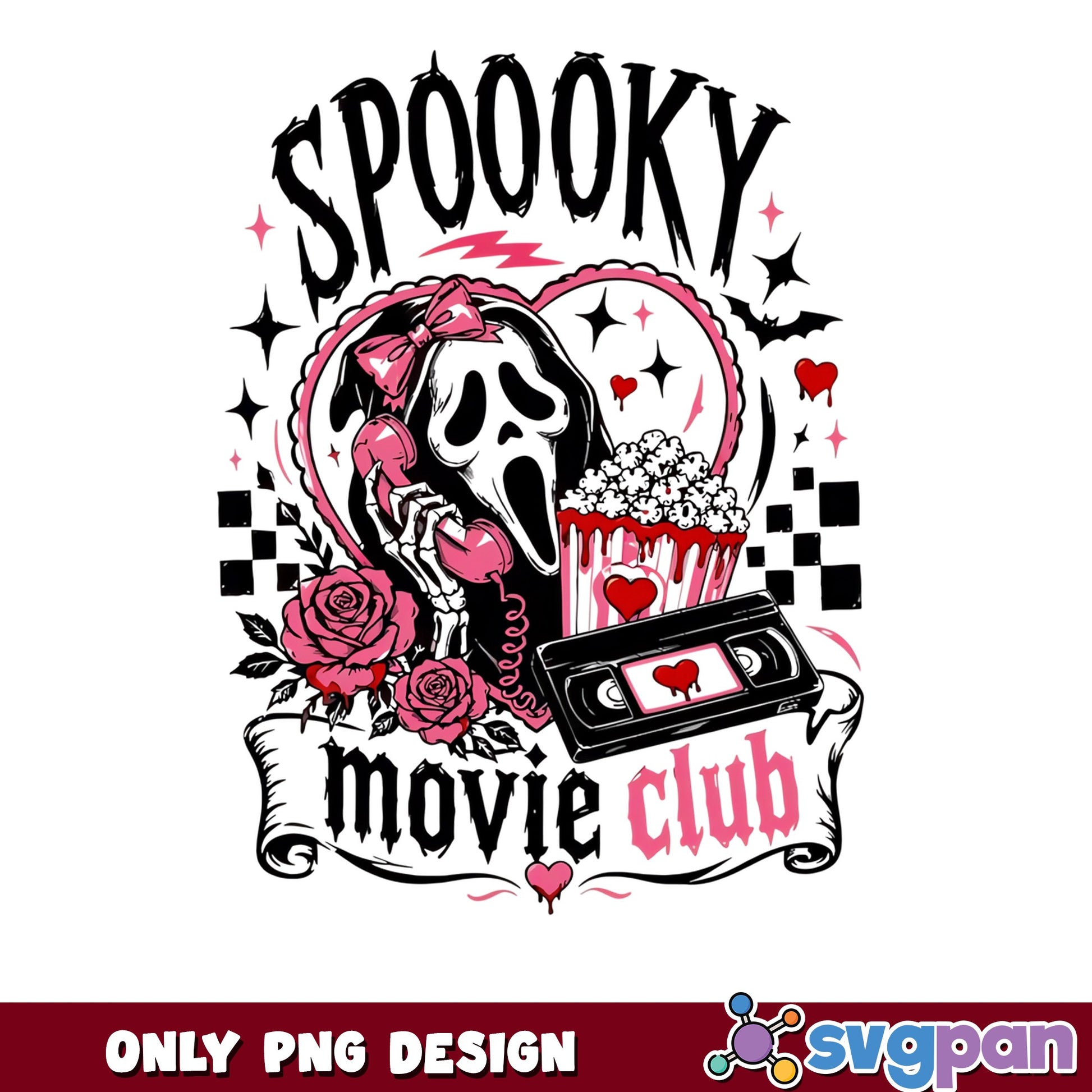 Spoooky Movie Club Ghostface PNG, Halloween Valentine PNG, Horror PNG