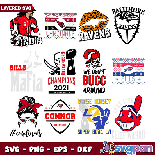 Sports Team Bundle SVG Designs for Fans and Crafters